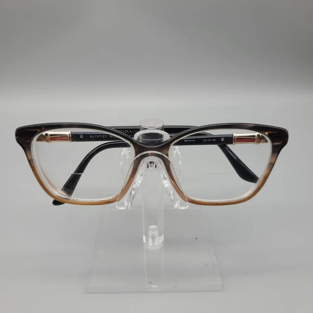 Badgley Mischka Berenice Brown Gradient Eyeglass Frames 52-15-135 Gold Detail